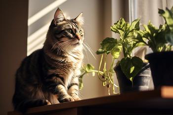Waardoor begint een kat kamerplanten te eten?